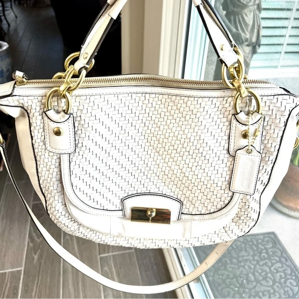 Coach Vintage Plaid Beige Leather Shoulders/Crossbody/Satchels Bag